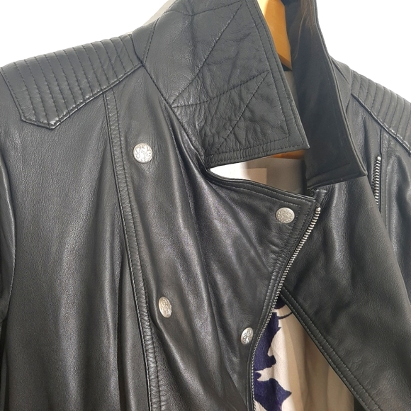 HOT TREND!! Barely worn DANIER BIKER/MILITARY LEATHER JACKET Black Size S - Picture 5 of 16